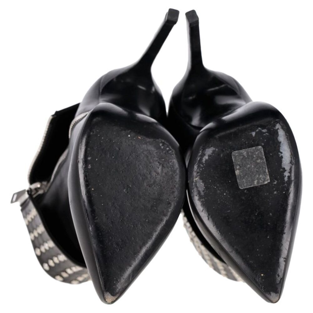 Saint Laurent Paris Fold Over Studded Booties in Black Leather - Picture 6 of 9
